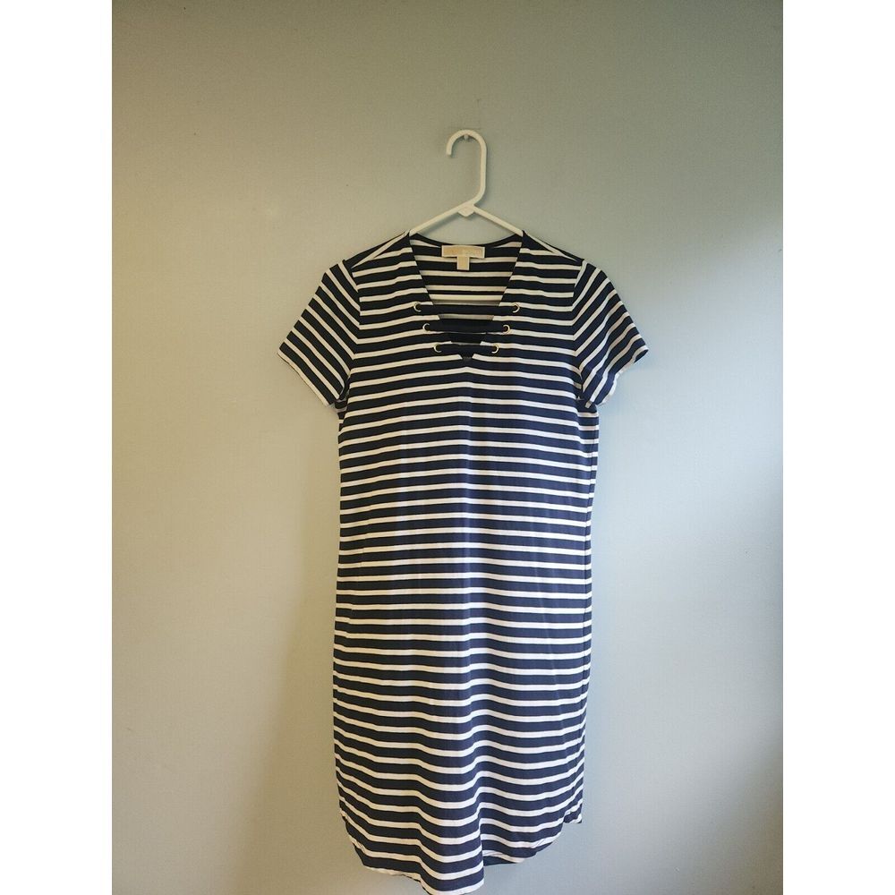 Michael Kors Dress womens XS jersey blue white stripe lace up sailor womens‎